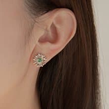 Daisy Earrings 雛菊花祖母綠寶石純銀耳環 生日 禮物 送禮推薦