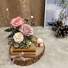 招財貓永生花名片座 乾燥花/不凋花/開幕送禮/升遷祝賀
