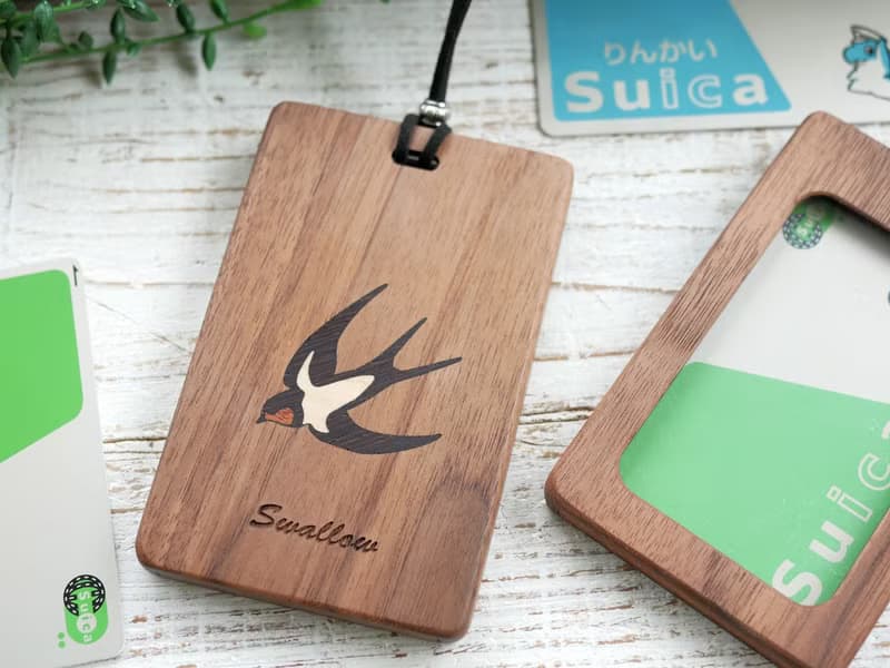 木製パスケース窓付き【ツバメ】ウォールナット