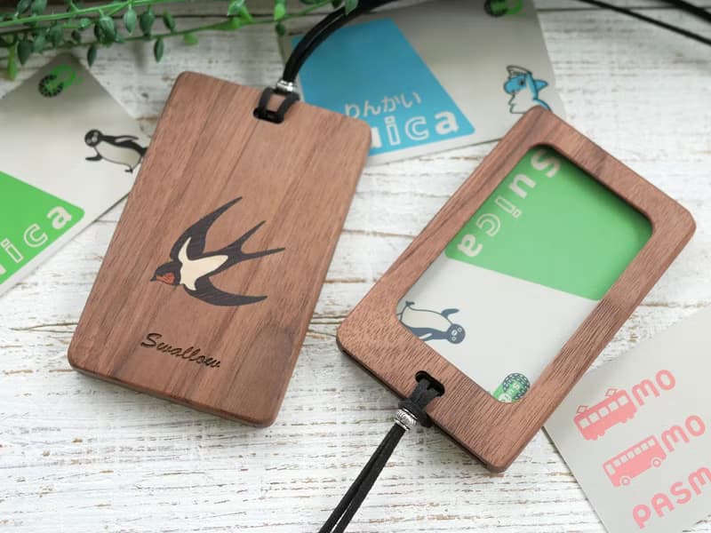 木製パスケース窓付き【ツバメ】ウォールナット