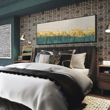 抽象畫 • 綠松石嵌金絲 - 輕奢抽象床頭畫/金色大氣客廳沙發掛畫