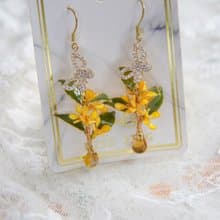 【桂花耳飾】手工原創耳飾銅線樹脂 優雅 耳環/耳夾飾品