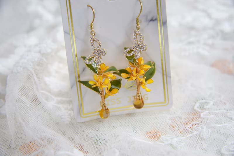 【桂花耳飾】手工原創耳飾銅線樹脂 優雅 耳環/耳夾飾品