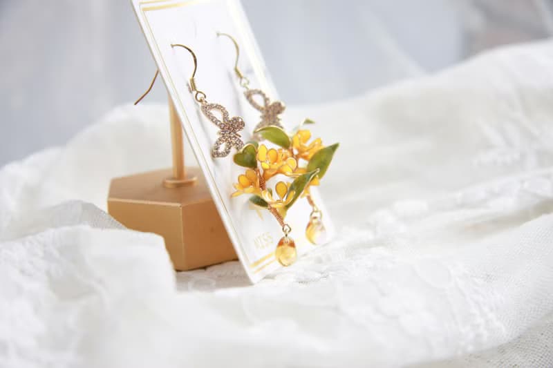 【桂花耳飾】手工原創耳飾銅線樹脂 優雅 耳環/耳夾飾品