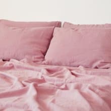 Rose pink linen flat sheet / Linen bedsheet / Softened stonewashed linen sheet