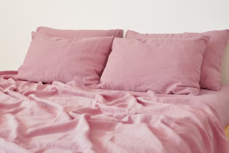 Rose pink linen flat sheet / Linen bedsheet / Softened stonewashed linen sheet