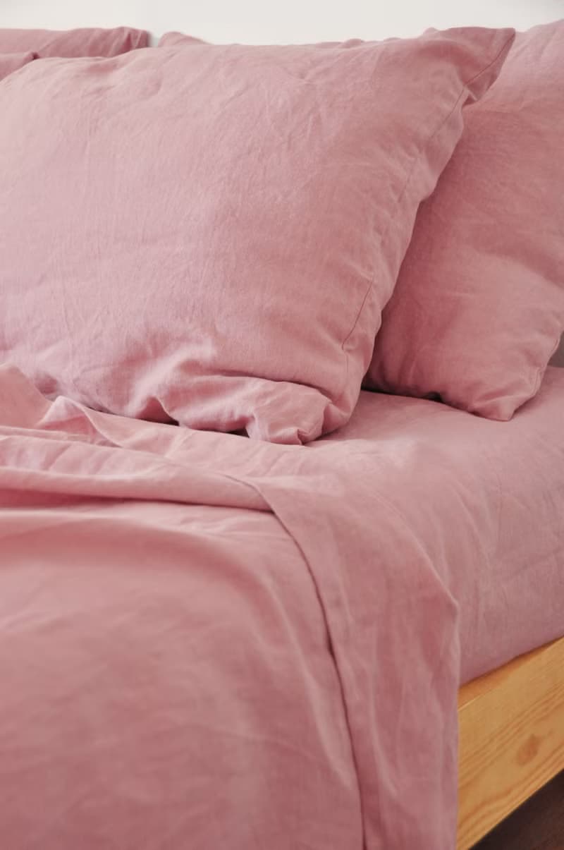 Rose pink linen flat sheet / Linen bedsheet / Softened stonewashed linen sheet