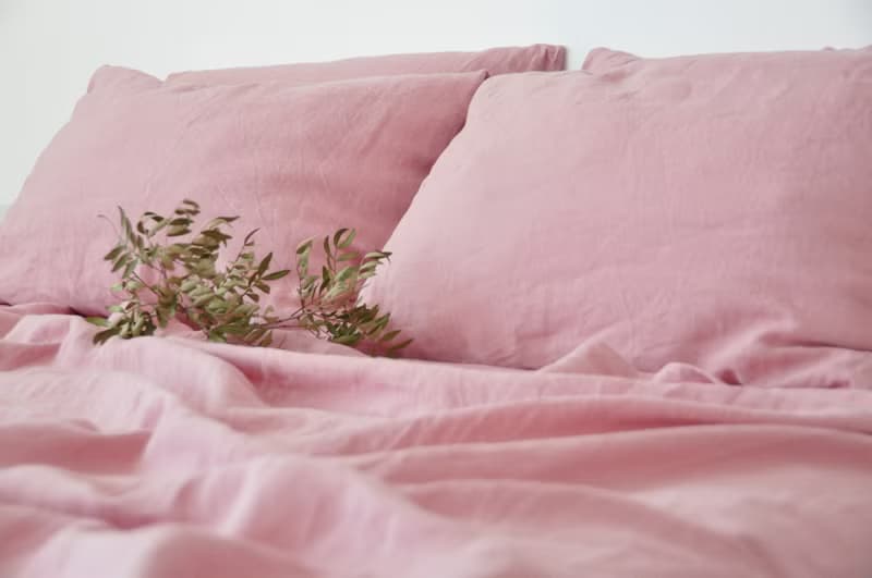 Rose pink linen flat sheet / Linen bedsheet / Softened stonewashed linen sheet