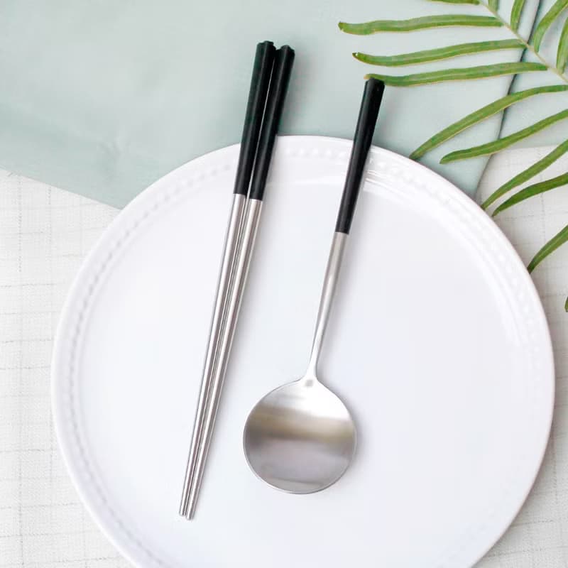 不銹鋼餐具組花瓣2組入-沉黑