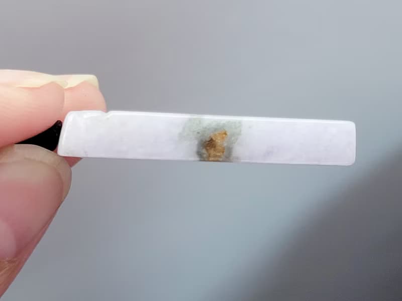 【親翠】天然翡翠 冰紫仿古花紋長方牌項鍊 | 茶色胎記 | 特色美