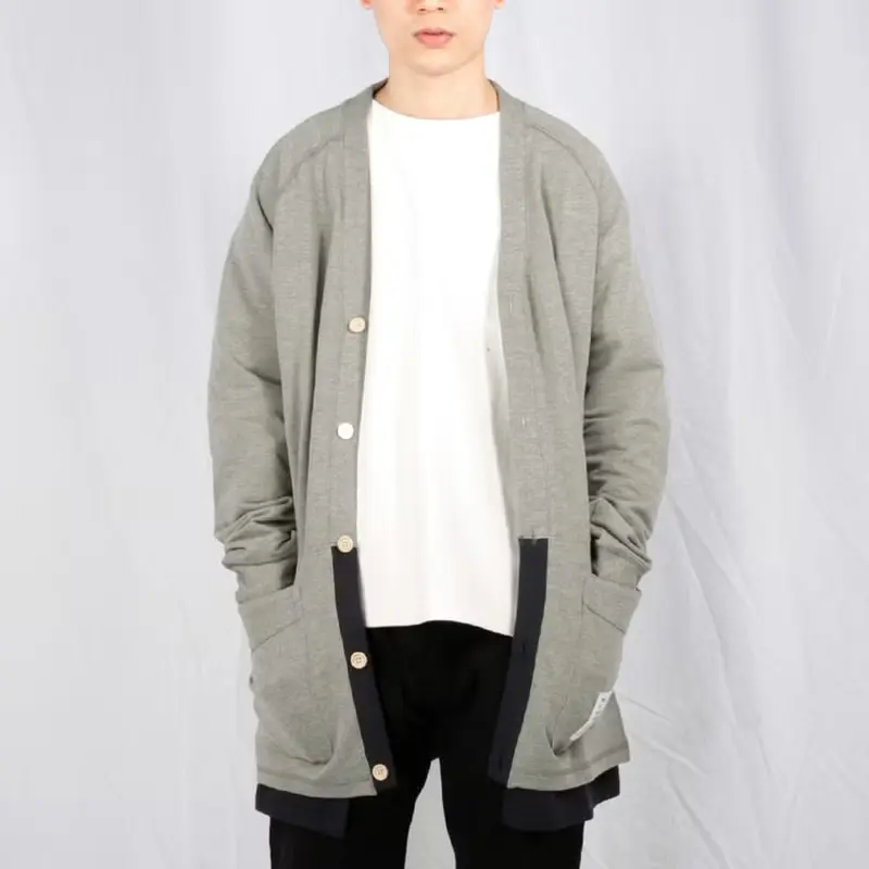 (絕版特惠)拼接結構性錯層設計長款開衫V領衛衣hoodie