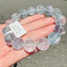 彩虹碎冰透海藍寶14-14.5mm64.8g釋放壓力舒緩情緒療癒能量