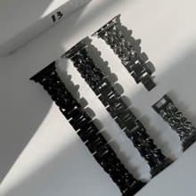 Apple Watch | 黑銀系列 皮革鏈錶帶  雙色