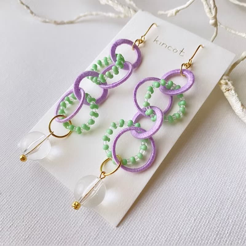 セルクル ピアス・イヤリング【パープル×グリーン】