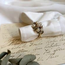 1970s AVON美國古董珍珠萊茵石花草束戒指(14號)