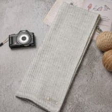 【窄版】喀什米爾羊毛圍巾 全斜紋無染淺灰 脖圍 手工機織