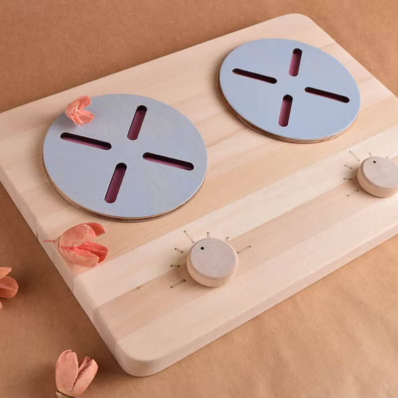 Play Kitchen Stove for Toddler Wooden Educational Montessori Play Kitchen Toy