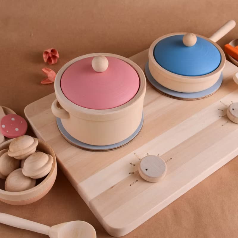 Play Kitchen Stove for Toddler Wooden Educational Montessori Play Kitchen Toy