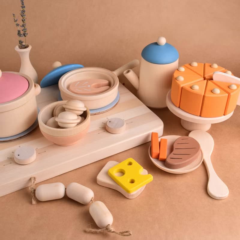 Play Kitchen Stove for Toddler Wooden Educational Montessori Play Kitchen Toy