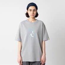 Relax Graphic Tee 淺灰色印花小領口廓形寬松通勤短袖棉T恤