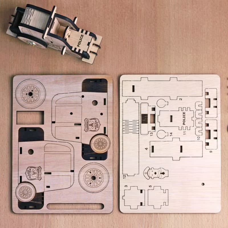 敲敲木工房-跑跑警察車-DIY