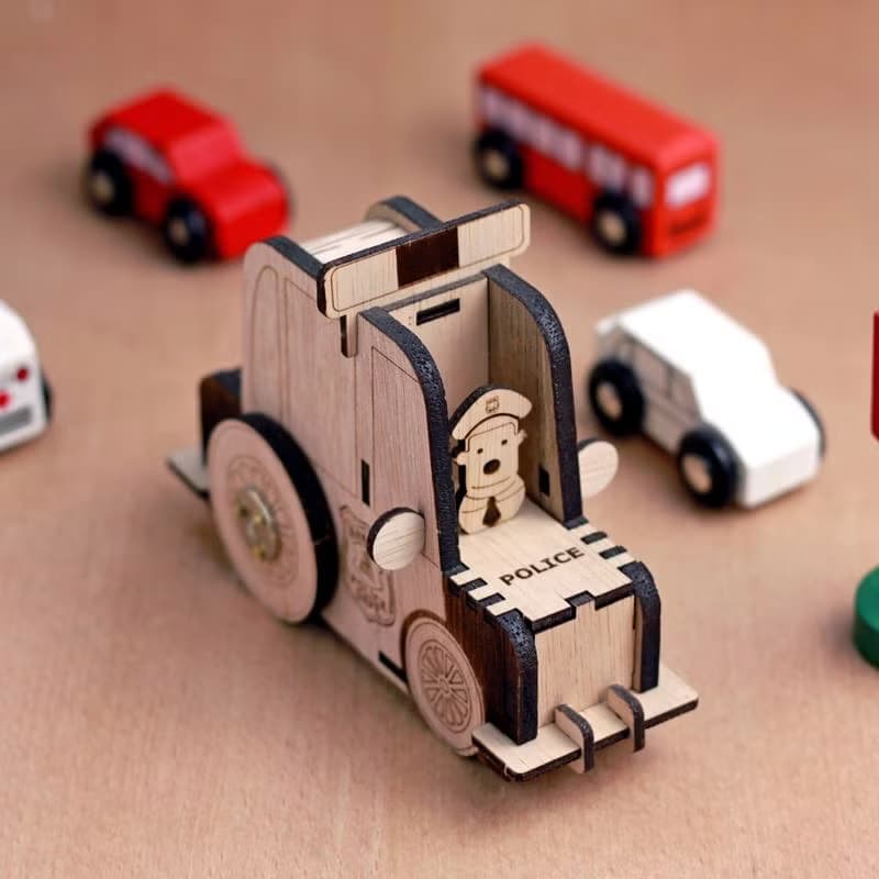 敲敲木工房-跑跑警察車-DIY