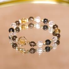 美好時光/招財-護身符/鈦晶-黃水晶-黑髮晶-煙晶-白水晶-黃銅手鍊