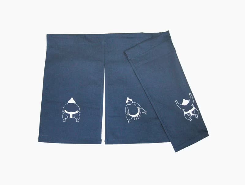 刺繡門簾(包桿式)(藍厚帆布 白色繡線) __家飾類 免運 文青 門簾