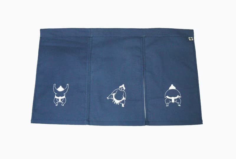 刺繡門簾(包桿式)(藍厚帆布 白色繡線) __家飾類 免運 文青 門簾