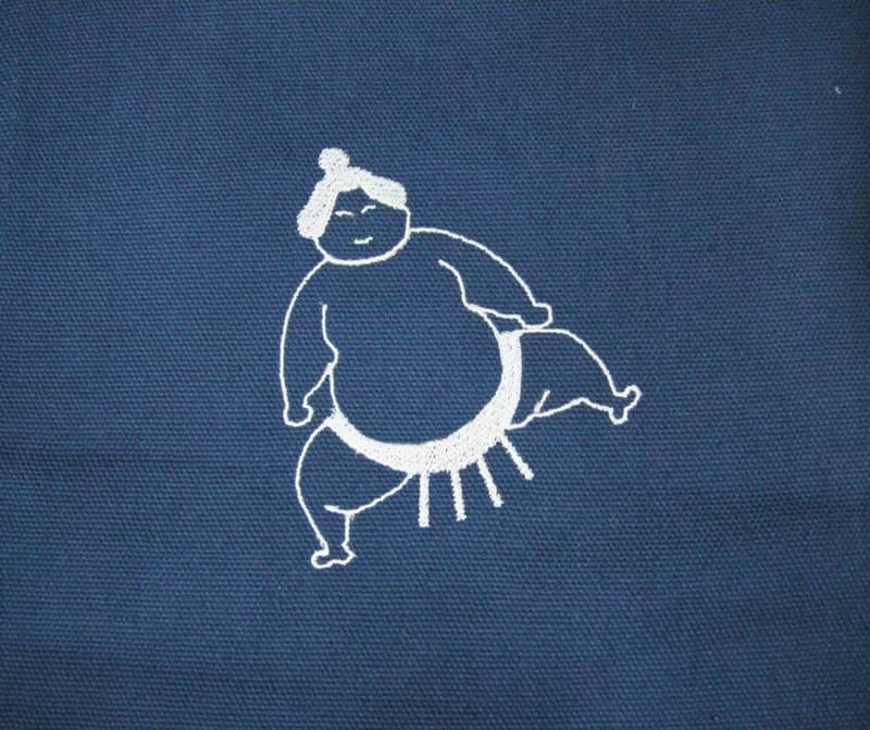 刺繡門簾(包桿式)(藍厚帆布 白色繡線) __家飾類 免運 文青 門簾
