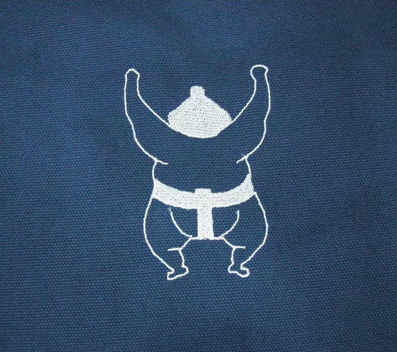 刺繡門簾(包桿式)(藍厚帆布 白色繡線) __家飾類 免運 文青 門簾