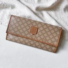 Vintage Celine 奶茶色皮標長夾