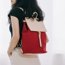 【帆布遇上皮革】手工英倫復古拼接休閒雙肩背包真皮帆布包