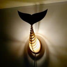 Whale Tail wall-mounted wooden Lamp. Personalized Gift. Whale Sculpture Decor
