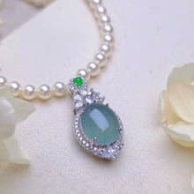 財水•高貴•健康|夢幻高冰藍大蛋面|A貨翡翠純銀豪鑲吊墜項鍊