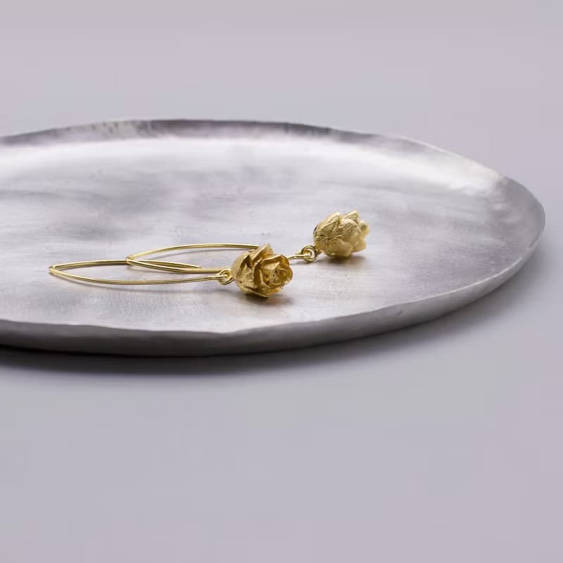 松果 中耳勾18K鍍金耳環 夾式耳環