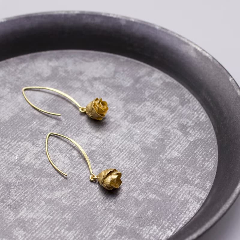 松果 中耳勾18K鍍金耳環 夾式耳環