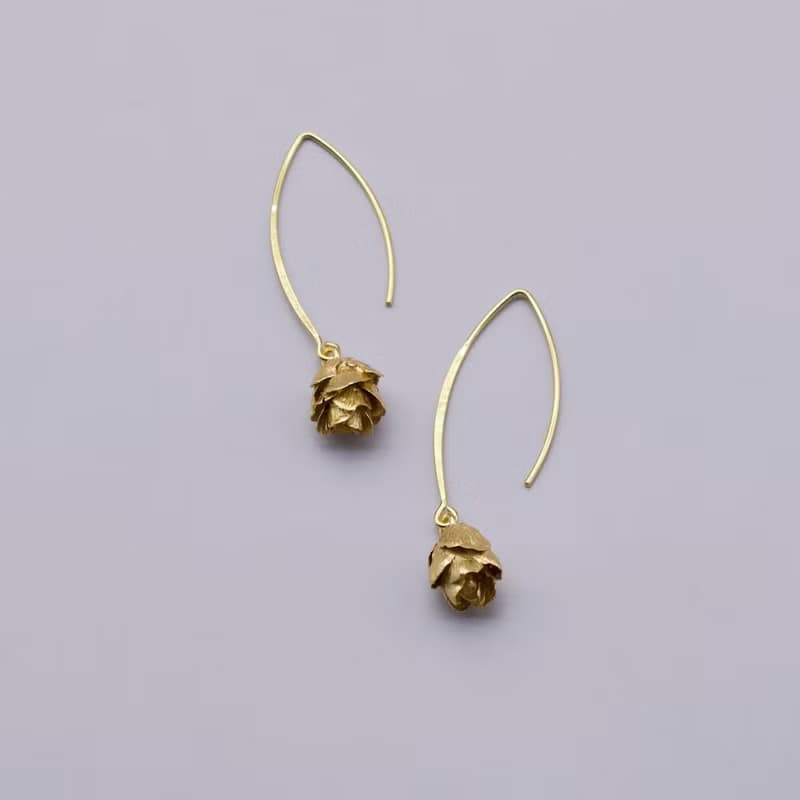 松果 中耳勾18K鍍金耳環 夾式耳環