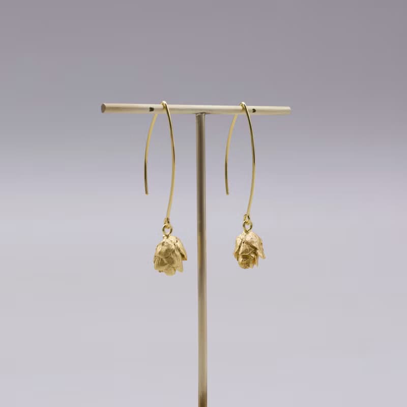 松果 中耳勾18K鍍金耳環 夾式耳環