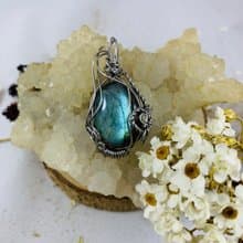 拉長石項鍊   藍色調天然石  鋼線設計 現貨為同設計不同原石