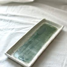 陶瓷手工 | 綠色長形盤 (手捏造)