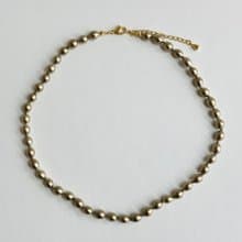 ガラスバロックパールオールノットネックレス/約6x8mm約42cm/カーキ/made in japan