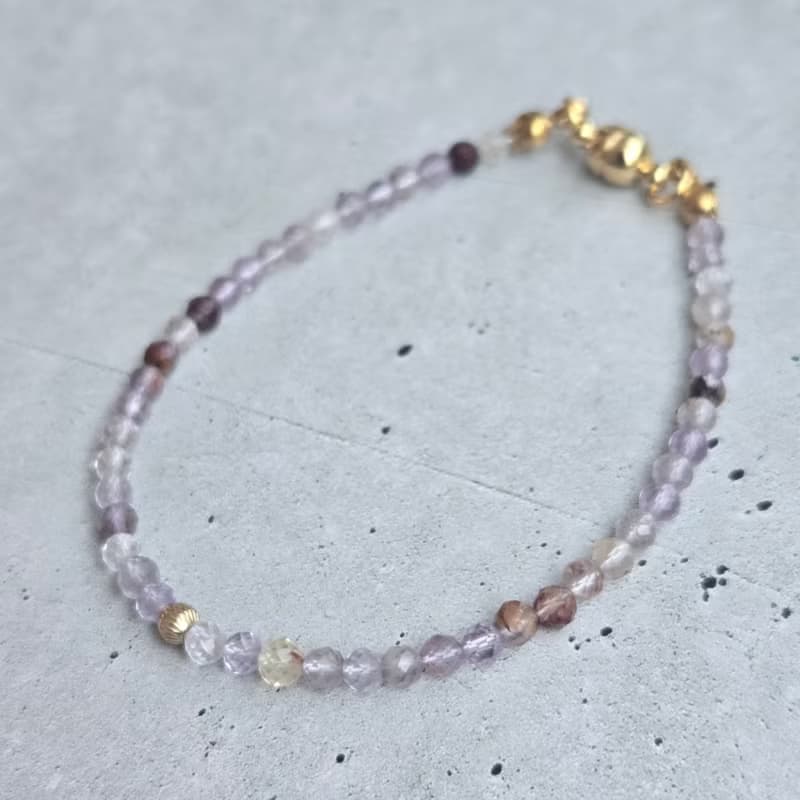 【Japan Handmade】14kgf スーパーセブン 天然石ブレスレット　医療用ステンレス　マグネット式　高品質