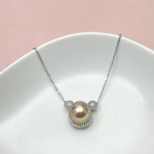 小熊 天然淡水珍珠 金屬怪色 純銀 套鏈