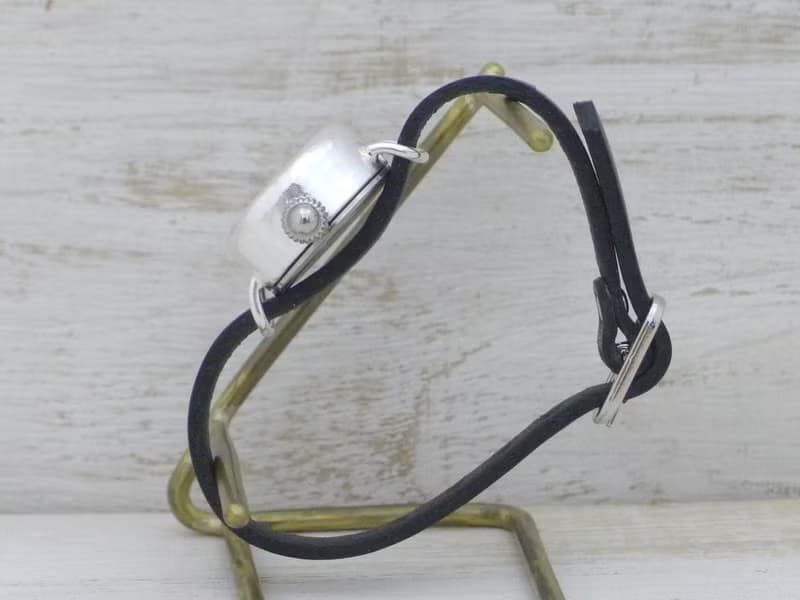 手作り腕時計 CrescentMoon4-LS  20mmSilver月黒文字盤 ブレスレット風 手作り時計 (365SV-CM4)