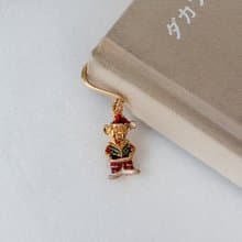 Bookmark of cute bear charm in Santa, Christmas bookmark