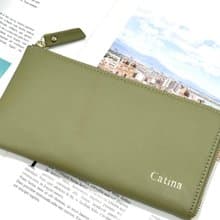 真皮 輕薄  L型 長夾 錢包 可放存摺 護照 強大收納 英文名字燙金