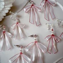 迷失巴黎 紅 法式蝴蝶結樹脂耳環