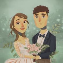 畫你們的婚紗照 喜帖 婚紗 禮物 人像 似顏繪  聖誕 交換 禮物