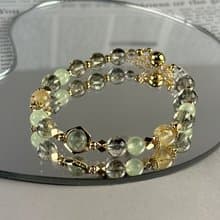 綠髮晶 葡萄石 鈦晶 天然水晶手鏈/事業運 招財